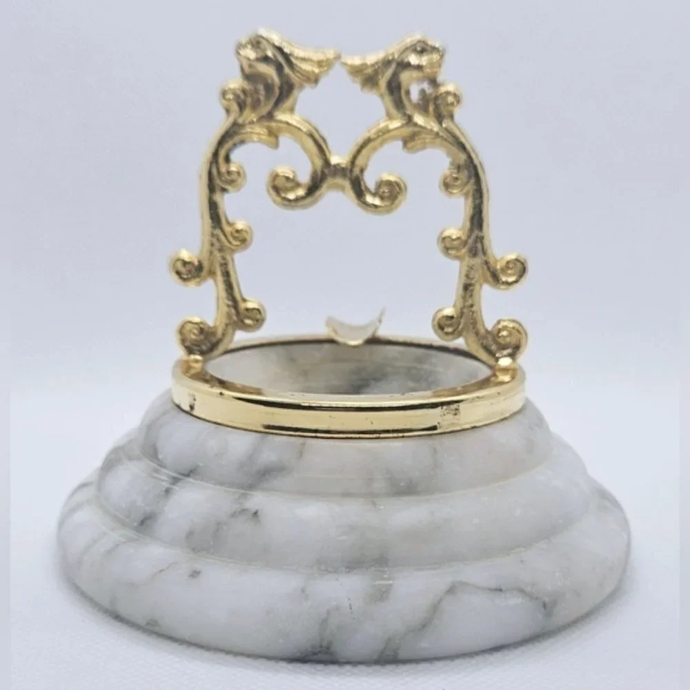 Vintage 70's Calacatta Marble with brass-colored metal decorative Ashtray